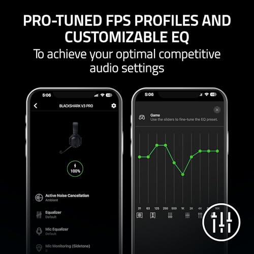 Razer BlackShark V3 Pro Wireless ANC PlayStation Gaming Headset, Black | Full Band Mic, 50mm Drivers, 2.4 GHz, Bluetooth, 3.5mm, Works with PC, Mac, Nintendo Switch, Smartphone, 70 Hr Battery - color: Black, style: PS5