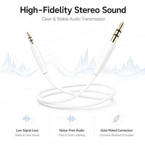 Replacement Audio Cable Cord,2.5mm to 3.5mm Extension Wire for Bose QuietComfort QC45 QC35II QC35 QC25 NC700 QC Ultra OE2 Headphones (No mic White)