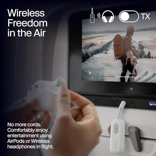 Twelve South AirFly SE, Bluetooth Wireless Audio Transmitter Adapter, Black | Bluetooth Adapter for AirPods/Headphones, 20+ Hr Battery, Works with 3.5mm aux Jacks on Airplanes, TVs, Gym Equipment, Travel - color: Black, style: AirFly SE