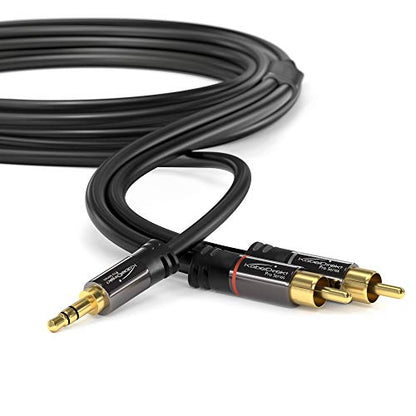 KabelDirekt – RCA to Jack 3.5mm Adapter Cable – 6ft | Aux/3.5mm to 2x RCA for smartphone, tablet, home theater, soundbar, TV, notebook, MP3 - size: 6 feet
