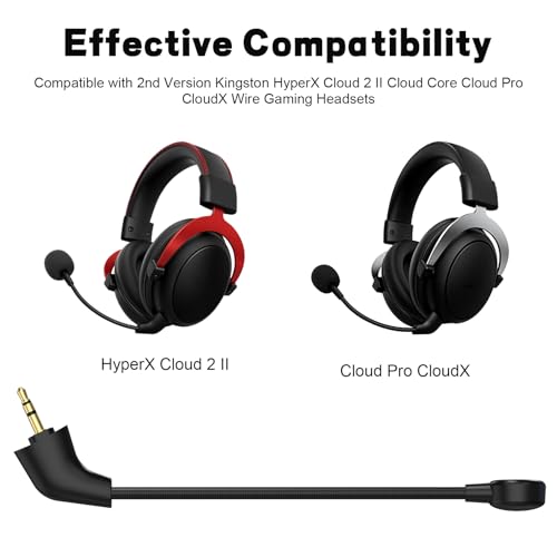 Replacement Mic Boom Compatible with Kingston HyperX Cloud II 2nd Gen/Cloud Core/Cloud Pro/CloudX Gaming Headsets – 3.5mm Detachable Straight Plug Microphone for Wired Headphones - size: Straight End Mic