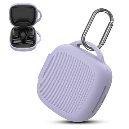 Silicone Case for Raycon Essential Open Earbuds [Purple], with Carabiner All-round Protection Scratch-Resistant Washable Soft SKin Wireless Open Ear Headphones Cover Ultra-Lightweight Cover - color: Purple