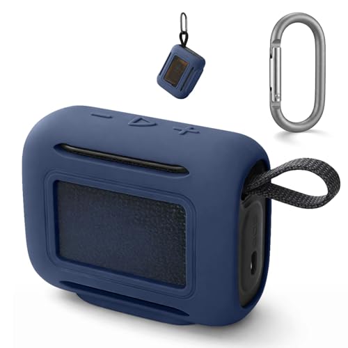 Silicone Cover Case for JBL Go 5 Bluetooth Speaker, Portable Speaker Travel Case Protective Cover Sleeve with Carabiner for JBL Go 5, Dustproof, Shockproof and Scratch-resistant (Navy Blue) - color: Navy Blue