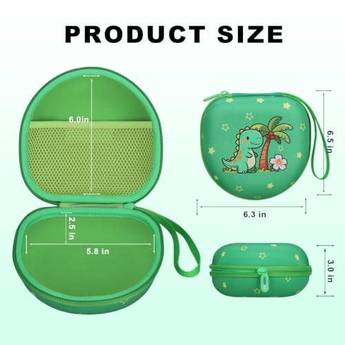 Kids Headphone Case for iClever/Acer, Dinosaur Green(Case Only) | for iClever BTH12 HS19 BTH22 BTH20 BTH18 BTH26/JBL Junior 320/MIDOLA/JoySpark/eKids/ ADOOPE/JLab Girls Boy Kids Headphone - color: Dinosaur Print - Green