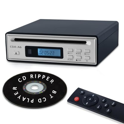 Portable Bluetooth CD Player for Home CD Ripper Hi-Fi Audio CD Player Desktop CD Players Optical and AUX Output，Lossless Sound Quality - color: black silver