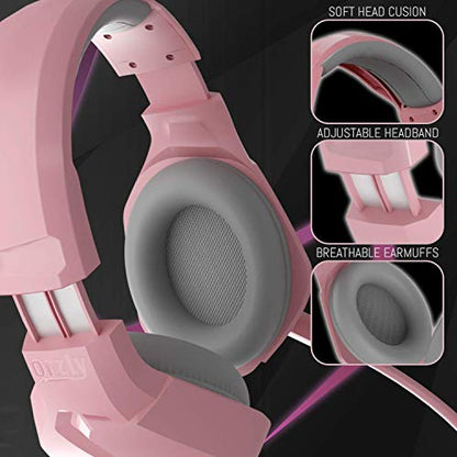 Orzly Gaming Headset (Pink) for PC and Gaming Consoles PS5, PS4, Xbox Series X | S, Xbox ONE, Nintendo Switch & Google Stadia Stereo Sound with Noise Cancelling mic - Hornet RXH-20 Nakuru Edition - color: Pink