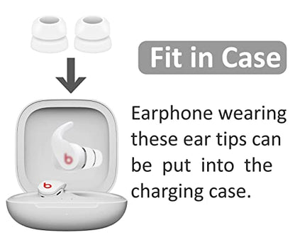 6 Pairs Double Flange Compatible with Beats Fit Pro Ear Tips Buds, S/M/L 3 Size Replacement Noise Reduce Silicone Wing Eartips Earbuds Earplug Fit in Case for Beat Fit Pro - White