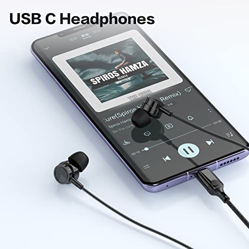 USB C Headphones for Samsung Galaxy S26 S25 S24 Ultra iPhone 17 16 Pro Max | Wired Earbuds Magnetic in-Ear Type C Earphone with Microphone Stereo for S23 S22 A56 A55 A26 A17A16 Pixel 10a Redmi note 15