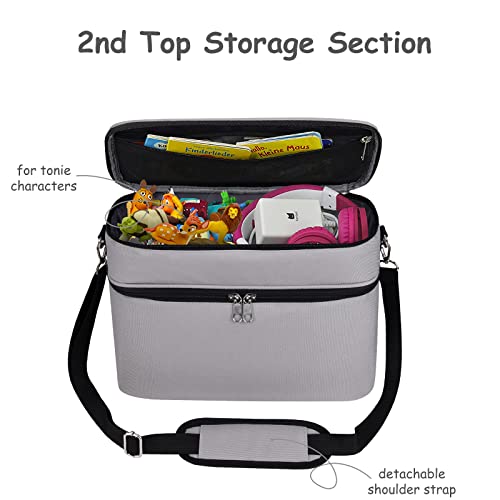 Storage Case for Toniesbox 2, Carrying Bag for Tonie Starter Set, Tony Characters, Audio Player Box, Charger & Headphone, Bag Only (Gray, Large) - color: Gray