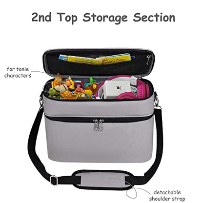 Storage Case for Toniesbox 2, Carrying Bag for Tonie Starter Set, Tony Characters, Audio Player Box, Charger & Headphone, Bag Only (Gray, Large) - color: Gray