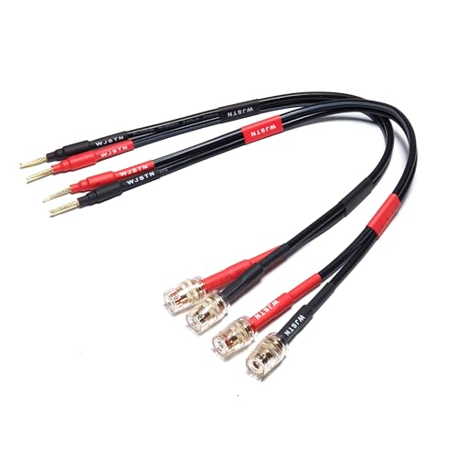 WJSTN Speaker Cable with Banana Plug and Jack Connectors, Flex pin Banana Plugs to 4mm Banana Jack Female,Banana Plug Multifunctional Adapter for Amplifier Speaker Wires Sound Systems 2Pack (1Feet)