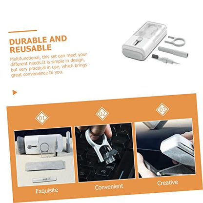 Headphone Cleaning Kit with Keycap Puller, White ABS PC Brush
