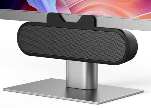 Inwa Computer Speakers for Desktop PC, USB Monitor Speaker Bar with Clip-On, Wired Desk Speakers with HD Stereo Loud Sound, Laptop Speaker Mini Sound Bar, Easily Clamps to Monitor