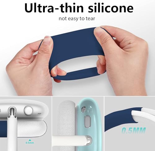 Case Cover for AirPods Max, Anti-Scratch Soft Silicone with Gold Heart Pattern Ear Cups Case Cover/Ear Pad Cover/Headband Cover for Apple AirPods Max Headphones (Clear Blue) - color: Clear Blue