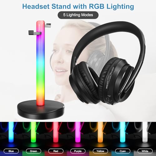 Bluetooth TV Headphones with RF Transmitter Headset Stand