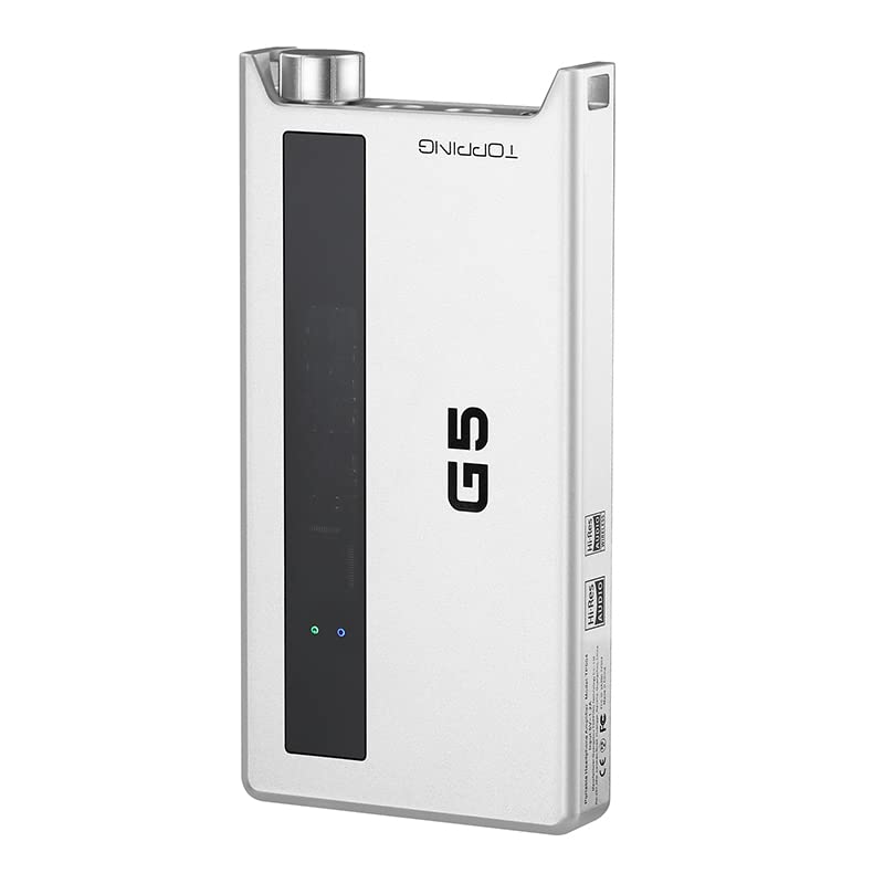 Fanmusic Topping G5 Headphone Amplifier Portable ES9068AS DAC&Amp LDAC Hi-res Audio Support up to DSD512 768kHz (Silver) - color: Silver