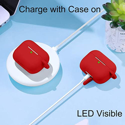 Lerobo for AirPods Pro 2nd/1st Case with Keychain, Red | Soft Silicone Protective Cover Compatible with Apple AirPod Pro Case for Women Men, Scratchproof, Shockproof, Dustproof - color: Red