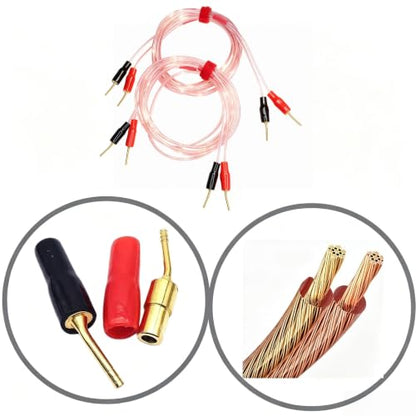 2 Pack Pin Type Plug to 2mm Pin Type Plug Speaker Cable,Speaker Wire HiFi OFC Speaker Cables