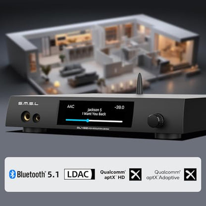SMSL DL400 Audio Decoder Headphone Amplifier 6.35mm+4.4mm Headphone Output XLR Balanced+RCA Output I²S Audio Interface True Balanced Headphone Amplifier 8 Filters