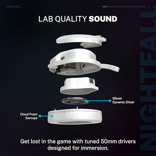 JLab Nightfall Wireless Gaming Headset, Bluetooth 5.3, White - color: Cloud White