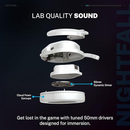 JLab Nightfall Wireless Gaming Headset, Bluetooth 5.3, White - color: Cloud White