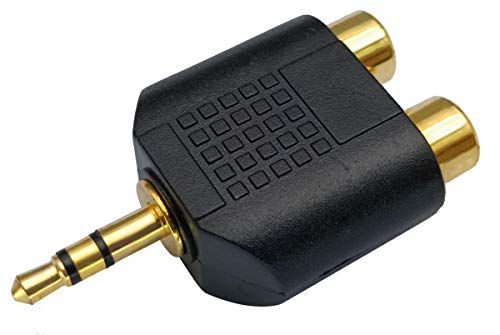 3.5mm to RCA Splitter Adapter Gold Plated 3 Poles 3.5mm (1/8 inch) Stereo Audio Male to 2 RCA Female AUX Audio Y Splitter Adapter Converter (5Pack)
