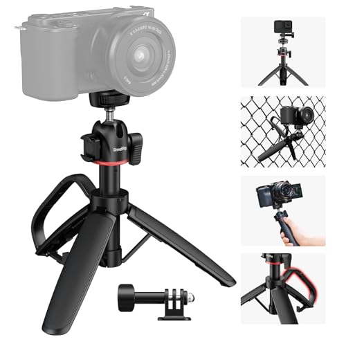 SMALLRIG Small Camera Tripod Selfie Stick, Extendable 8"-15" Mini Handheld Carabiner Tripod with Mantis Hook, 360° Ball Head, Cold Shoe Mount, 1/4"-20 Screw for DSLR, Adapter for DJI, for GoPro - 5285 - style: for camera