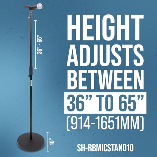 Shure by Gator Round Base Mic Stand with Standard Height-Adjustable Twist Clutch and 10" Base; (SH-RBMICSTAND10) - style: 10" Weighted Base
