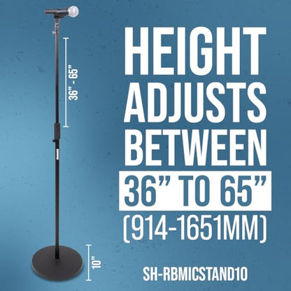 Shure by Gator Round Base Mic Stand with Standard Height-Adjustable Twist Clutch and 10" Base; (SH-RBMICSTAND10) - style: 10" Weighted Base
