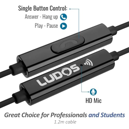 LUDOS Clamor 2 PRO Wired Earbuds in-Ear Headphones, 5 Years Warranty, Earphones with Microphone, Noise Isolating Ear Buds, Memory Foam for iPhone, Samsung, School Students, Kids, Women, Small Ears - style: 3.5 mm