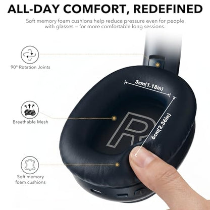 1Mii E700 Noise Cancelling Headphones Bluetooth Wireless Hi-Res LDAC,Indigo | Hybrid ANC, 75H Battery, Deep Bass, Comfortable Over Ear for Commuters & Traveler, aptX Low Latency for TV & Airplane - color: Indigo