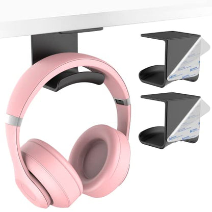 HomeMount Under Desk Headphone Hanger, Adhesive Hook, Black 2 Pack - color: Black-2P