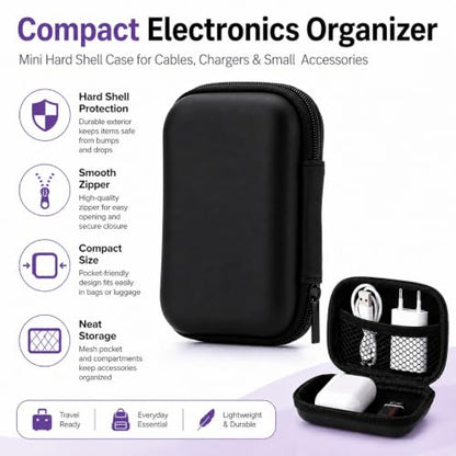 Headphone Case Hard Edge Zipper Bag Compact Portable Headset Storage Bag For Wireless,Headphones Earbuds Cables Charging Cable Travel Waterproof Commuting Home - color: Black
