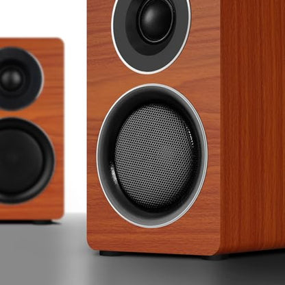 2.1 Computer Speakers with Subwoofer, 100W RMS, Bluetooth 5.3, Brown | A 6.5-inch subwoofer, wood cabinets and silk dome tweeters. AUX/RCA, optical and coaxial inputs for PCs, TVs and turntables. - color: Brown