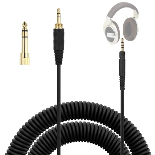 Zosvoses HD599 Replacement Cable Compatible with Sennheiser HD599, HD598, HD579, HD569, HD558, HD518 Headphones, Coiled Headphone Extension Cable with 6.35mm Adapter, 5-10ft