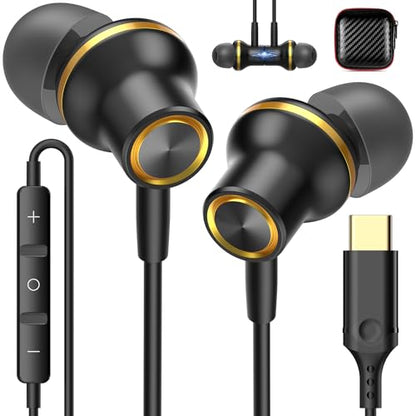 ACANDYA USB C Earbuds for iPhone 17 16 15 Pro/iPad 10th Gen Wired Earphones | USB Type C Headphone for Samsung Tab S11 S21 S26 Ultra S25 with Microphone Volume Control Noise Isolating HiFi Stereo Headset