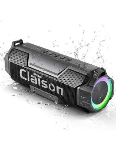Portable Bluetooth Speaker, Bluetooth 6.0, Hi-Res Audio, IPX7 Waterproof, Deep Bass Stereo Sound, RGB Light, 24H Playtime, for Home, Party, Outdoor, Camping, Beach, Gift for Men Women Teens