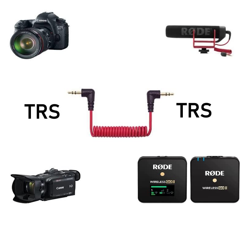 3.5mm TRS to TRS Camera Mic Patch Cable for Rode, Movo, Deity, Nikon, Canon | 3.5mm Audio Cable Short: Mic to Camera Patch Cable Cord for VideoMicro Wireless GO II, Movo, GoPro Pro with Mic Adapter, Etc