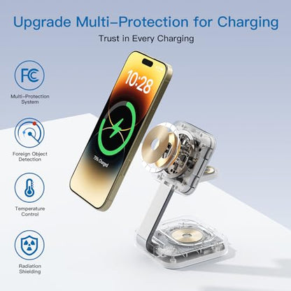 2026 Traveling Wireless Mag-Safe Fast Magnetic 3 in 1 Charging Station | with iPhone 17 16 15 14 13 12 Pro Max Plus,Apple Watch Series & Air pods 4 3 2 Pro-Gifts for Wife & Husband(White) - color: White