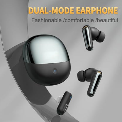 Wireless Gaming Earbuds, 20ms Ultra Low Latency Earbuds, Bluetooth 5.3 & 2.4G Dual Mode with Immersive 3D Sound & ENC Mic, Ideal for VR, PC & Console (Black) - color: Black