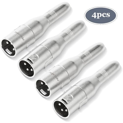 XLR 3 Pin Male to 1/4" 6.35mm Female Jack Socket Audio Adapter, Silver 4Pcs | Diecast Zinc Alloy Shell, Low Noise, Pro-Grade Sound, Tight Fit, Conversion Adapters For Mic, PA, DJ, Instrument, Studio Gear - size: XLR Male, style: 4 pcs