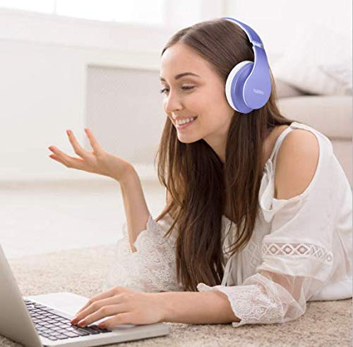 TUINYO Wireless Headphones Over Ear, Bluetooth Headphones with Microphone, Foldable Stereo Wireless Headsetfor Travel Work TV PC Cellphone-Purple - color: Purple