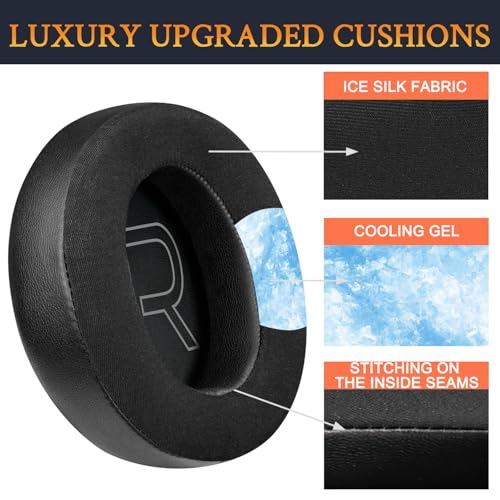 SOULWIT Cooling Gel Earpads Replacement for Alienware AW310H (AW 310H)/AW510H (AW 510H) 7.1 PC Gaming Headset, Ear Pads Cushions with Noise Isolation Foam - Black