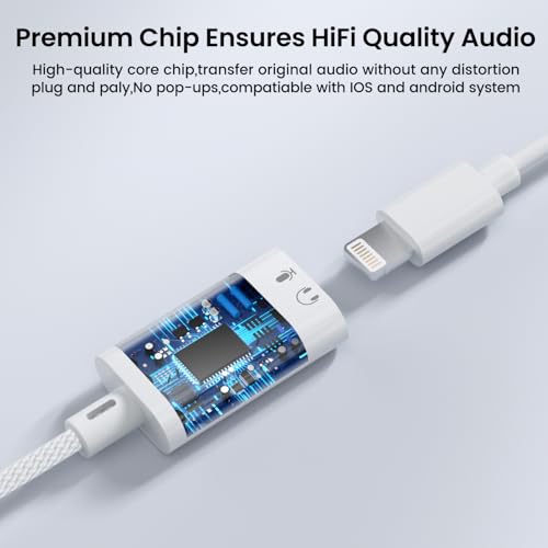 USB C to Lightning Headphone Audio Adapter, USB C Male to Lightning Female Earbuds Audio Adapter Compatible with iPhone 17/16/16e/15 Plus/Pro/Max, iPad Pro, iPad Air 6/5, MacBook (No Charge)[2 Pack] - color: 2Pcs-White