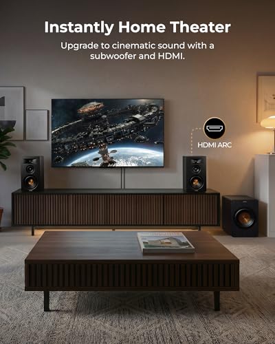 ULTIMEA 3-Way Powered Bookshelf Speakers for TV, Music, Record Player, BS-3 | RCA Input, 70W RMS, 5.25" Woofer, HDMI ARC, Bluetooth 6.0, Auracast, SUB OUT, App EQ, Clear Dialogue, Deep Bass, Clear Highs