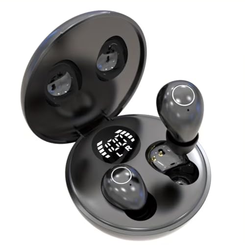 Invisible Wireless Earbuds for Sleep & Work - SK32 Mini Noise-Reducing Bluetooth Earphones, Comfortable in-Ear Design with Charging Case (Black) - color: Black