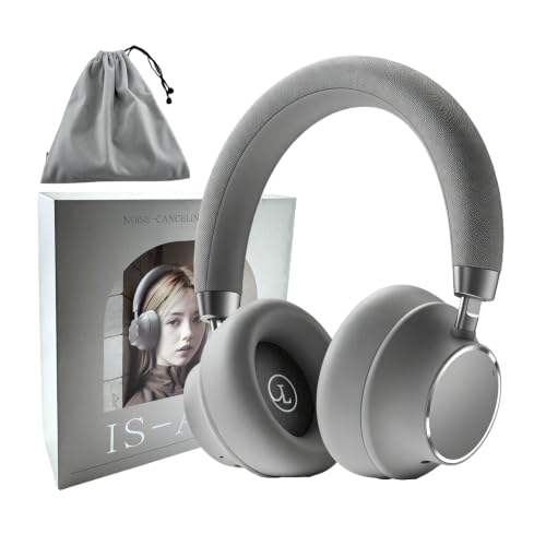 Active Noise Cancelling Headphones, Bluetooth 5.3 Over Ear Wireless Headphones with 40mm HiFi Drivers, CVC8.0 Mic, 50H Playtime, Protein Leather Comfort Earpads for Travel, Office and Commute - color: Grey