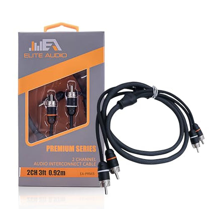 Premium Series 6ft. 2-Channel Car Audio RCA Cable – Double Shielded, Oxygen Free Copper, Noise Reducing Audio Cable for Amplifiers, Subwoofers, Speakers, and Processors – PRM6 - size: 6' (ft), style: 2-Channel