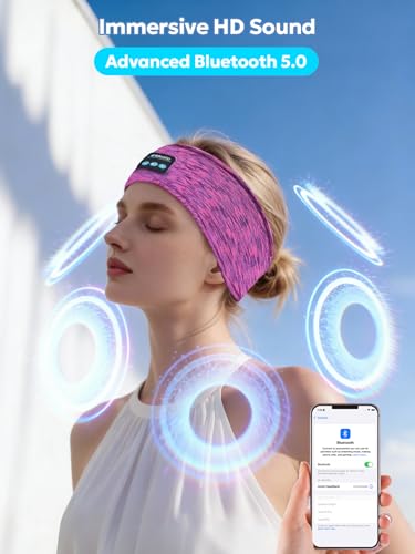 2-Pack Bluetooth Headband Headphones, Wireless Sports Headband, Washable Music Headband with Secure Fit for Running, Workout, Gym, Yoga, Sleep Headphones for Side Sleepers- Great Gift
