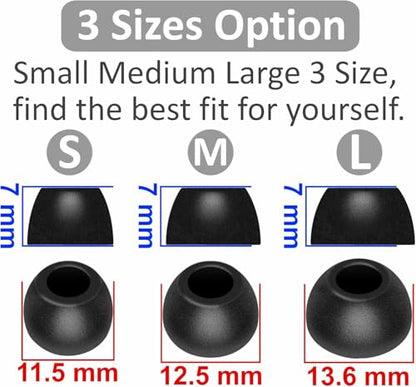 Foam Ear Tips Noise Canceling Memory Foam Eartips Ear Cap Replacement Ear Tip Compatible with Echo Buds (2021 Release, 2nd gen), L/M/S 3 Size 6 Pairs,Black 2146P